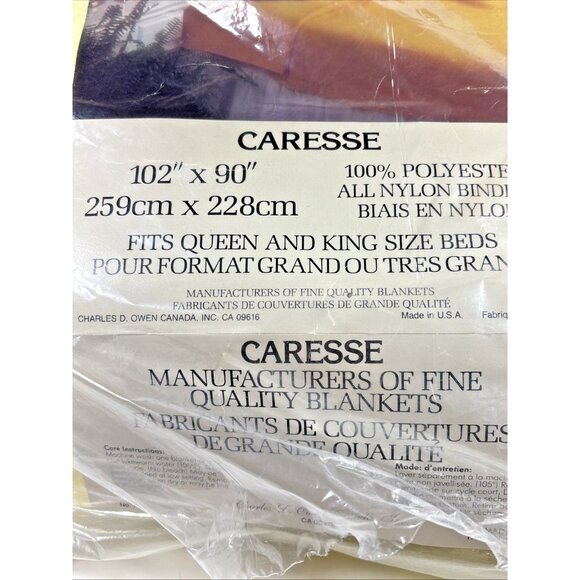 Charles D Owen Caresse Polyester King Size Yellow Blanket 1004 Made in USA - Picture 2 of 6